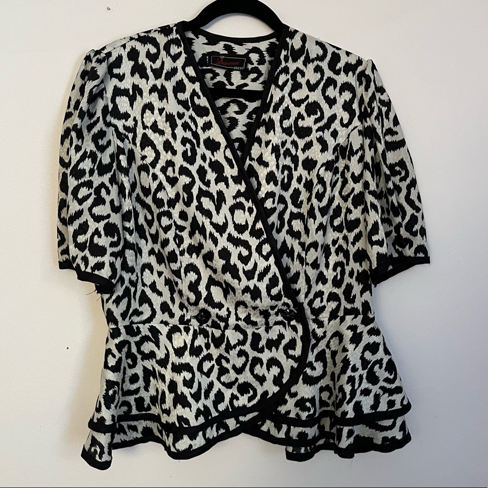 80’s Damon Dress Leopard Print Peplum Blouse